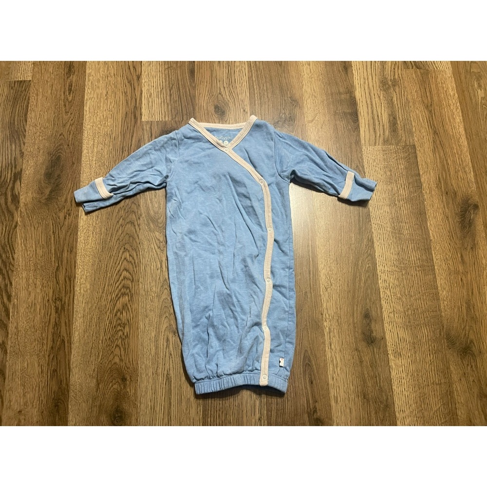 Babysoy Nightgown, Baby Infant Size 0-3 Months, Blue, Button Up, Long Sleeve